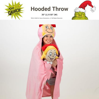 Dr. Seuss The Grinch Cindy Lou Hooded Throw - Kids Holiday Christmas Bedding Super Soft Throw Blanket - 30 in x 50 in, (Officially Licensed Product) by Franco
