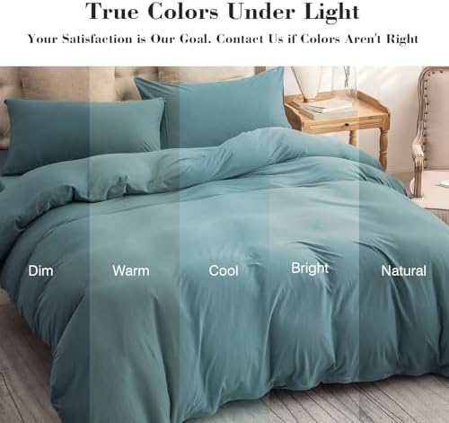 PURE ERA Jersey Knit Duvet Cover Set Solid Cerulean Blue California King