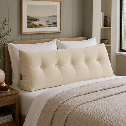 Arlee Memory Foam Headboard Pillow, Lumbar Support, Boucle, Cream, Queen