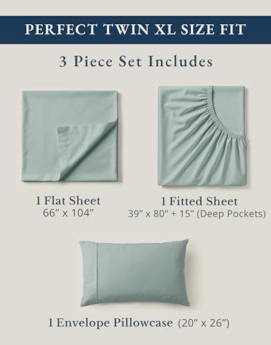 LANE LINEN Twin XL Sheet Set 100% Organic Cotton Cooling Soft - French Blue