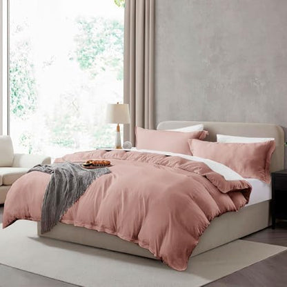 Hearth & Harbor Prewashed California King Duvet Cover Set, Blush Pink
