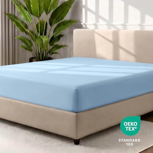 Bare Home King Fitted Sheet - 1800 Ultra-Soft (King, Light Blue)