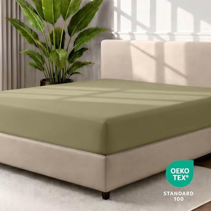 Bare Home Twin Fitted Sheet - 1800 Ultra-Soft (Twin, Olive)