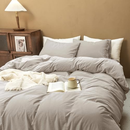 FOSSA Duvet Cover Set 100% Washed Cotton Linen Feel California King