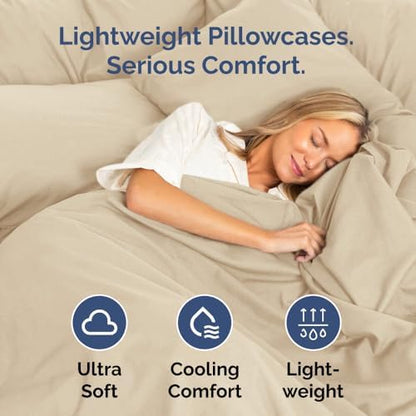King Pillow Cases Set of 6 - Ultra Soft Cozy Pillowcase Covers - Cream