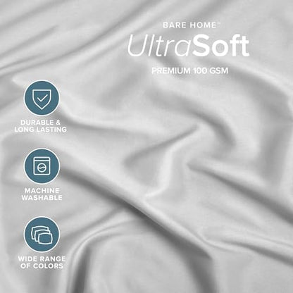 Bare Home King Fitted Sheet - 1800 Ultra-Soft (King, Cloud Grey)