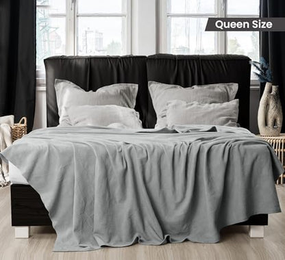 Utopia Bedding 100% Cotton Thermal Blanket Cool Grey Queen, 90x90 Inches