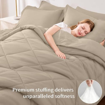 FUANNA Queen Comforter Set 7 Pieces, Luxury Bedding Set, Soft Bed in a Bag
