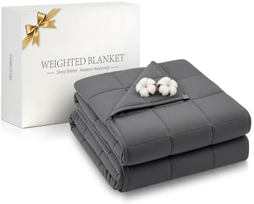 RJOP Cooling Weighted Blanket for Adults (25lbs, 78"x85") Heavy Blanket with Premium Glass, Queen Size Perfect for 190-210 lbs, Soft Breathable, Dark Grey