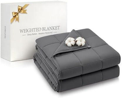 RJOP Cooling Weighted Blanket for Adults (5lbs, 41"x60") Heavy Blanket with Premium Glass, Queen Size Perfect for 190-210 lbs, Soft Breathable, Dark Grey