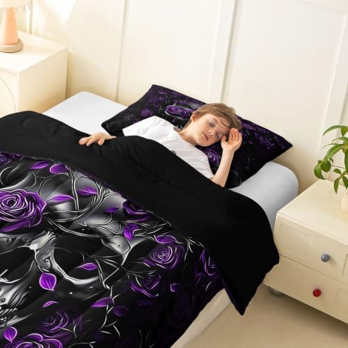 Feelyou Gothic Skull Comforter Set Toddler Size Bedding Set