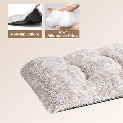 EHEYCIGA Fluffy Dog Crate Bed, Plush XX Large Dog Pillow, Brown