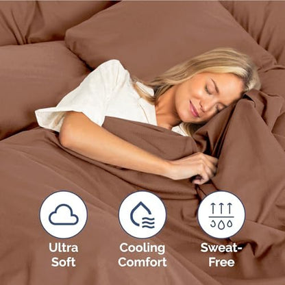 Full Size 4 Piece Sheet Set - Ultra Soft & Cooling Sheets - Copper Brown