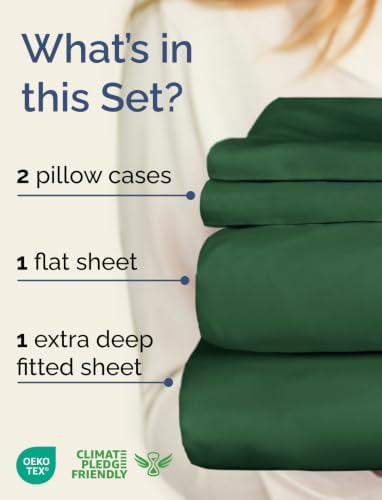 Extra Deep Pocket Queen Sheet Set - Breathable & Cooling - Emerald Green