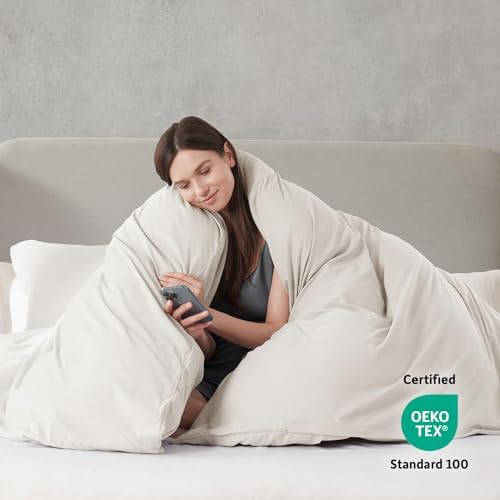 Hearth & Harbor Prewashed Queen Duvet Cover Set, Off White
