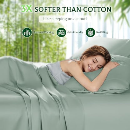 SONORO KATE 100% Viscose Derived from Bamboo_Sheets, Extra Deep Pocket,4PC