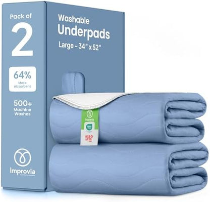 IMPROVIA® Washable Underpads, Heavy Absorbency Reusable Incontinence Pads