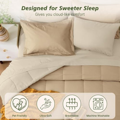 Twin Comforter Set with Sheets - 5 Pieces Bed in a Bag Linen Bedding Sets
