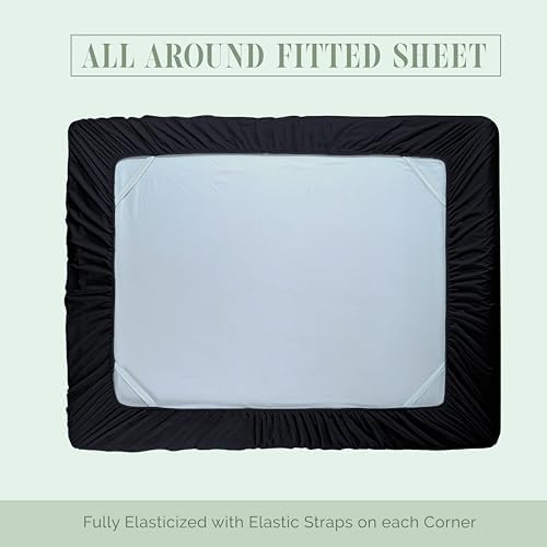 Elegant Comfort 1500 Premium Hotel Quality 18-24 Inches Deep - Extra Deep Pocket Single Fitted Sheet for High Mattress, Luxury and Softest, Smart Pocket - Wrinkle Free, California King, Black