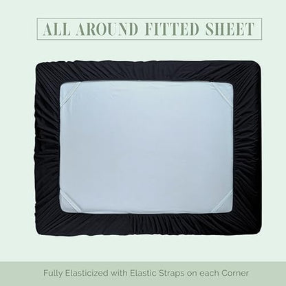 Elegant Comfort 1500 Premium Hotel Quality 18-24 Inches Deep - Extra Deep Pocket Single Fitted Sheet for High Mattress, Luxury and Softest, Smart Pocket - Wrinkle Free, California King, Black