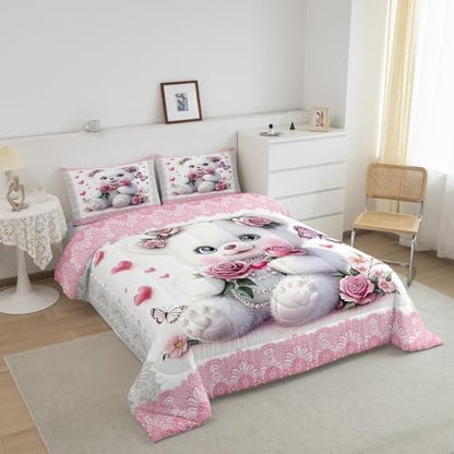 Feelyou Kids Cute Cartoon Bear Comforter Set Twin Size Boys Girls