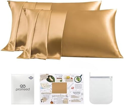 PROMEED 23 Momme 100% Mulberry Silk Pillowcase 2 Pack, King