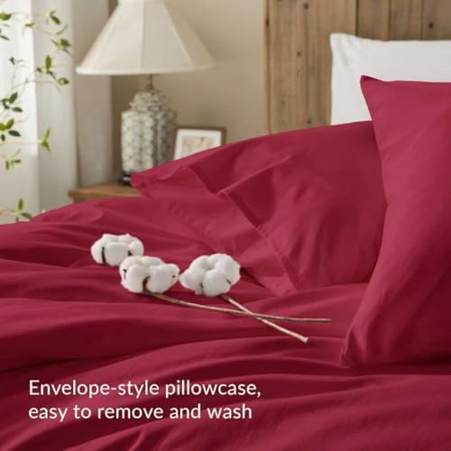 Duvet Cover King Size 100% Egyptian Cotton Duvet Cover Set,1600 Thread Count Feel Super Soft Comfortable Chic Lightweight 3 PCs Home Bedding Set (Red104''x90''