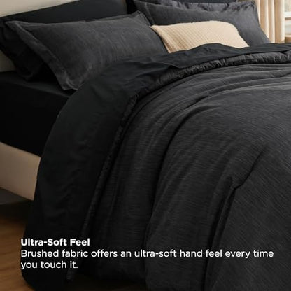 Bedsure Full Comforter Set Black - Bed in a Bag Full Size 7 Pieces, Cationic Dyed Bed Set Gift for Family, Soft Bedding for All Seasons Comforter with Sheets, Pillowcases & Shams