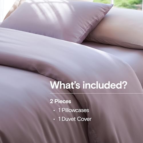 DOZ Duvet Cover Set, 100% Viscose derived from Bamboo, Organically Grown, Buttery Soft, Cooling Duvet Covers, High GSM, 1 Duvet Cover and 1 Pillowcase, 70"x90" (Lavender, Twin/Twin XL)