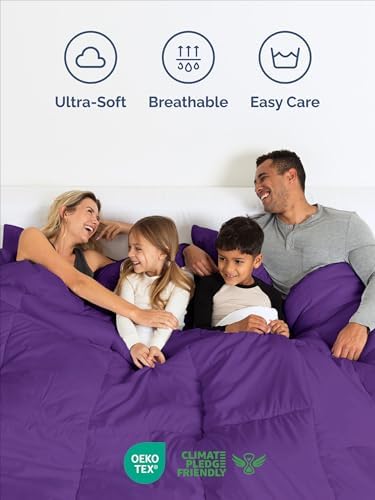 King Comforter Set - Purple Bedding for All Seasons - Soft 3 Piece Bed Set