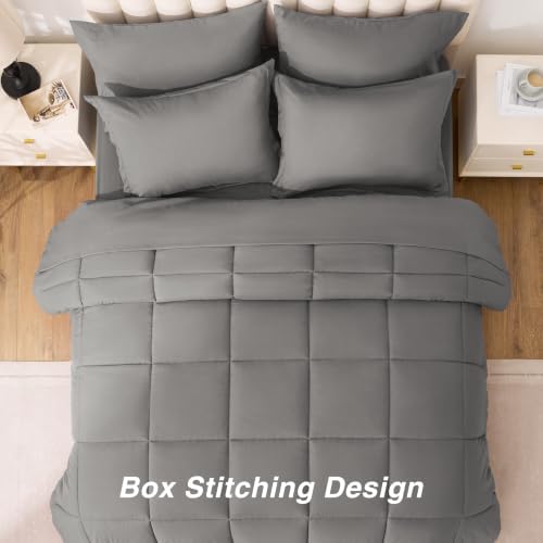 Love's cabin Plaid Full Comforter Set, Grey