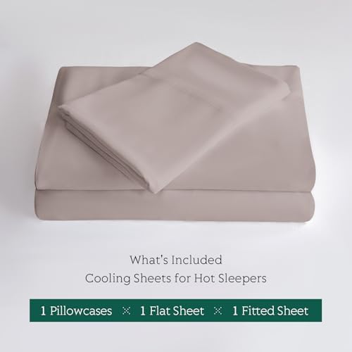 Cooling Sheets Set Twin Size, Viscose Derived from Bamboo for Hot Sleepers | Deep Pocket Up to 15 Inch | Silky Soft & Breathable Bedding - 3PC (Twin, Light Pink)