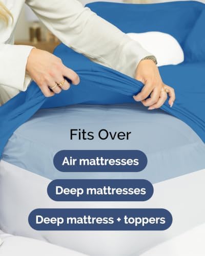 CGK Linens 2 Pack Extra Deep Full Fitted Sheets - Royal Blue