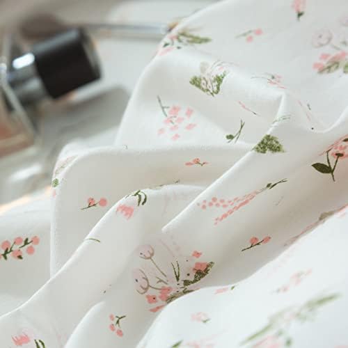 VM VOUGEMARKET Pink White Duvet Cover Queen 100% Cotton Girls Flower Bedding Set Aesthetic Princess Style Reversible Duvet Cover Set with Zipper &Ties(3 pcs,Queen)