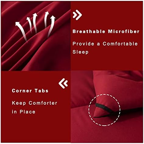 DOWNCOOL Twin Comforter Set -All Season Bedding Comforters Sets with 1 Pillow Case -2 Pieces Bed Set Down Alternative Comforter Set -Red/Black Twin Bedding Sets(64"x88")