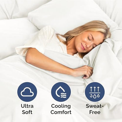 Twin XL Size 3 Piece Sheet Set - Soft & Cooling Bed Sheets - Antique White