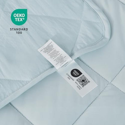 Cozy Bliss Cooling Throw Blanket for Hot Sleepers 50"x70", Q-Max 0.45 Cooling Comfort, Cold Blankets for Night Sweats Sleeping, Ultra-Cool Lightweight Breathable Summer Blanket for Couch Bed, Blue