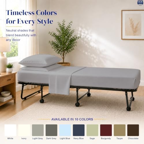 Cottingon 4 PC Cot Sheet Set 30"X75", Egyptian Cotton, Light Grey