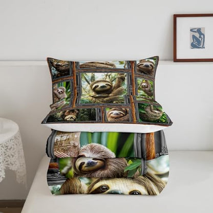 Feelyou Sloth Bedding Set Toddler Size 3Pcs for Kids Women Men