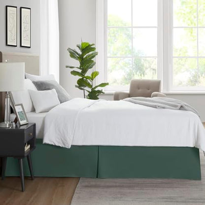 Nestl Forest Green Twin Bed Skirt - Twin Size Bed Skirt 14 Inch Drop - Brushed Microfiber Bed Skirts - Hotel Quality Pleated Bed Skirt - Shrinkage & Fade Resistant