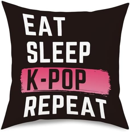 K-pop Decor, Just a Girl Who Loves K-pop Room Decor, Girls K-pop Gifts Rustic Anime Lovers Throw Pillow Covers for Home Living Room Bedroom Decoration Gifts