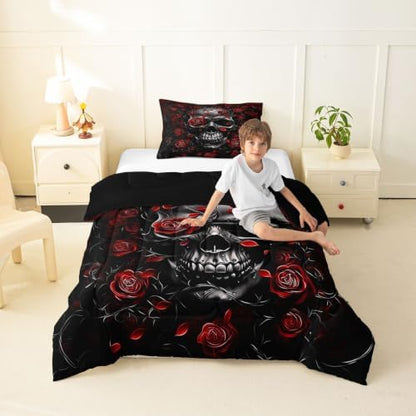 Feelyou Gothic Skull Comforter Set Toddler Size Bedding Set