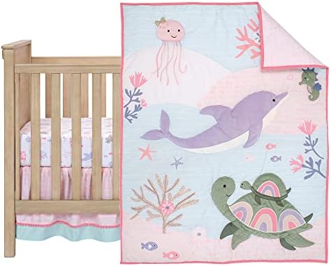 Lambs & Ivy Sea Dreams 3-Piece Dolphin/Turtle Nautical Baby Crib Bedding Set