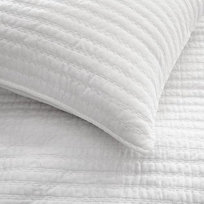 WDCOZY 100% Cotton California King Size Quilt Set, Pick Stitch, White