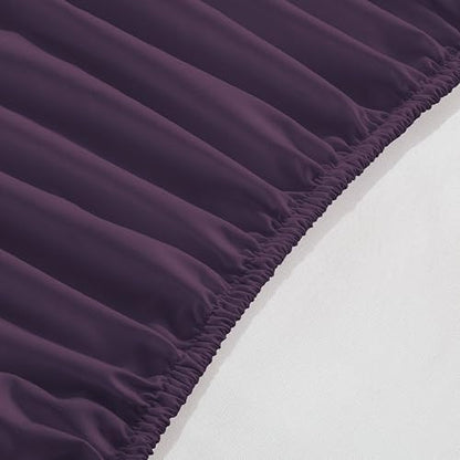 Elegant Comfort 1500 Premium Hotel Quality 18-24 Inches Deep - Extra Deep Pocket Single Fitted Sheet for High Mattress, Luxury and Softest, Smart Pocket - Wrinkle Free, Queen, Purple