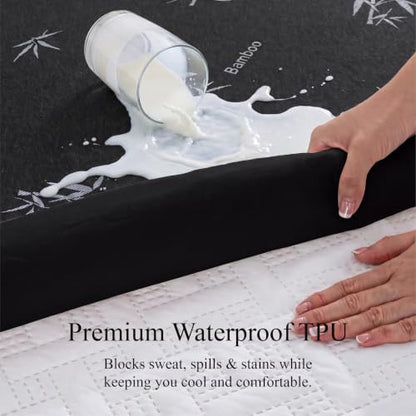 King Size Waterproof Mattress Protector Natural Cooling Bamboo Viscose