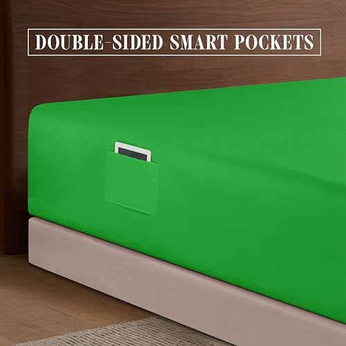 Elegant Comfort 1500 Premium Hotel Quality 18-24 Inches Deep - Extra Deep Pocket Single Fitted Sheet for High Mattress, Luxury and Softest, Smart Pocket - Wrinkle Free, Twin/Twin XL, Emerald Green