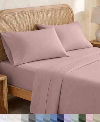 California Design Den 100% Organic Cotton XL Twin Sheet Set, 3 Pcs, Mauve