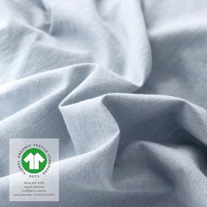 Ventidora 3 Piece Duvet Cover Set Queen Size,100% Organic Washed Cotton with Linen Feel Like Textured, Luxury Soft and Breatheable Bedding Set with Zipper Closure(1 Duvet Cover + 2 Pillowcases)
