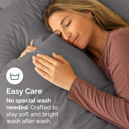 King Pillow Cases Set of 8 - Ultra Soft Cozy Pillowcase Covers - Dark Grey